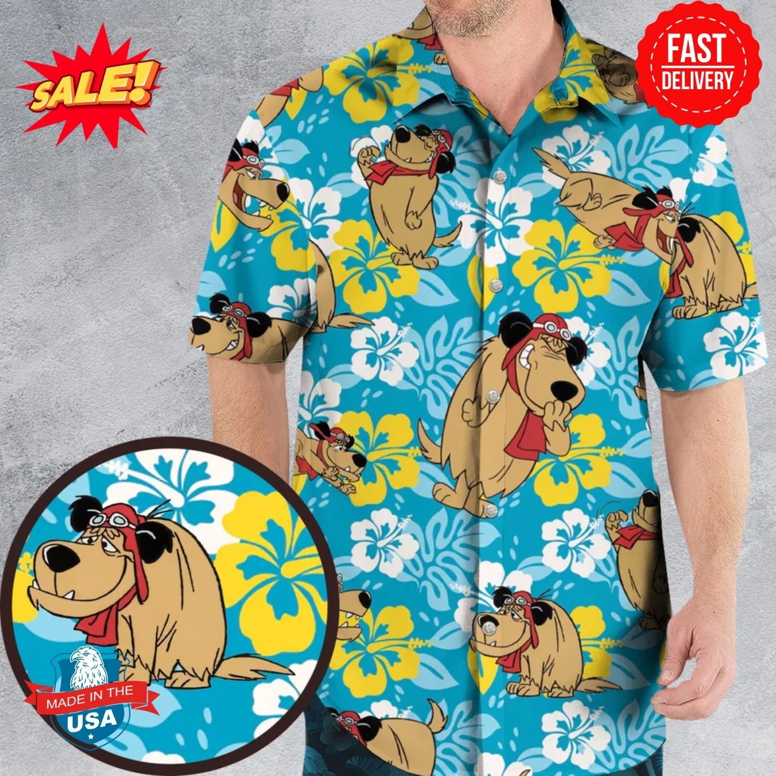Bad Dog Muttley Wacky Races Hawaiian Shirt Unisex T-shirt, Sweatshirt, Hoodie, Long Sleeve Tee - T-Shirt, Sweatshirt, Hoodie