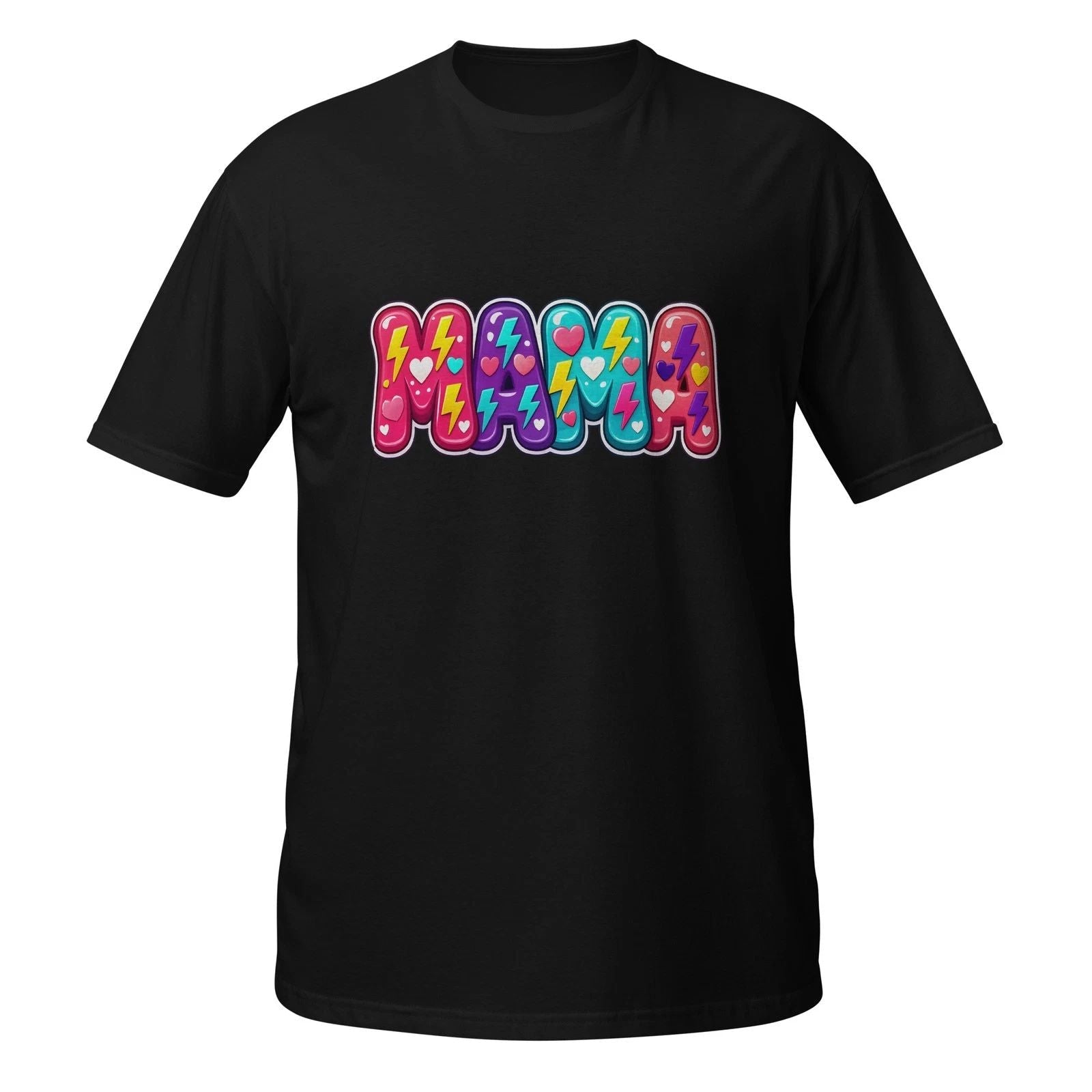 Retro Mama Lightning Bolt Hearts Colorful Mom Graphic Tee Cute Trendy Gift Unisex T-shirt, Sweatshirt, Hoodie, Long Sleeve Tee - T-Shirt, Sweatshirt, Hoodie