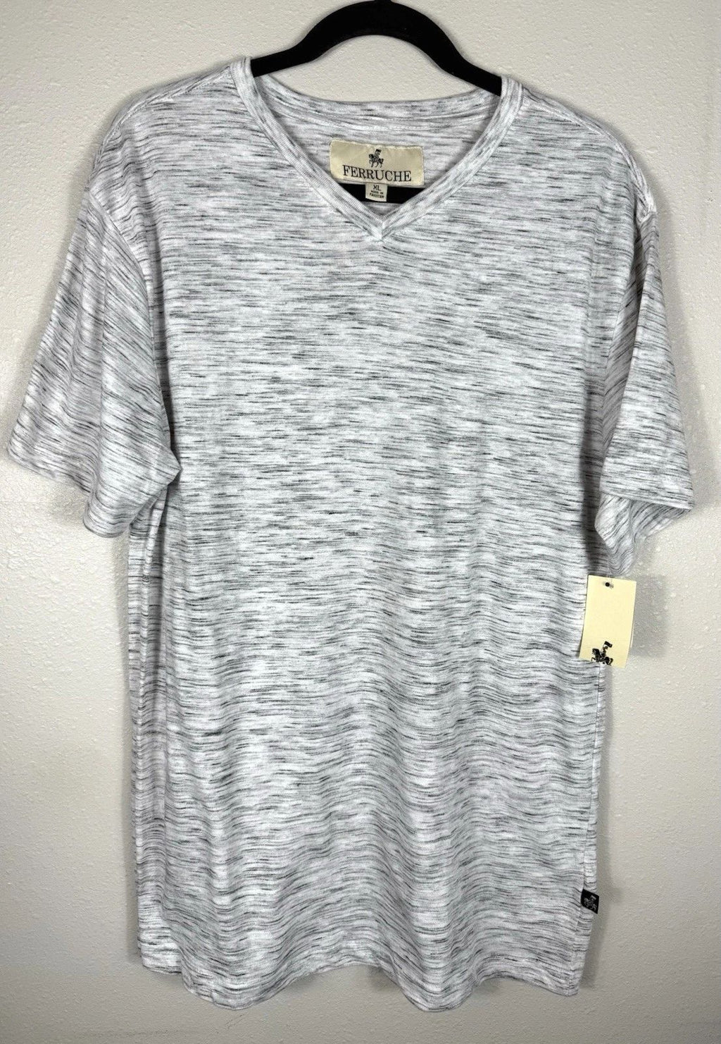 New Ferruche Mens Grey Heathered Cotton Blend V Neck T Shirt Size XL Unisex T-shirt, Sweatshirt, Hoodie, Long Sleeve Tee - T-Shirt, Sweatshirt, Hoodie