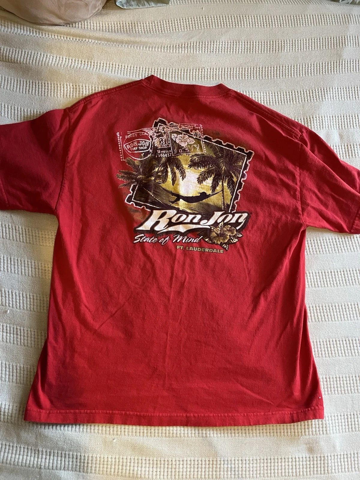 Ron Jon Surf Shop Red Graphic T-Shirt Ft. Lauderdale XL Short Sleeve Unisex T-shirt, Sweatshirt, Hoodie, Long Sleeve Tee - T-Shirt, Sweatshirt, Hoodie