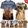 Summer Kangaroo Round Neck 3D Print Women Men Short Sleeve T-shirt Tops Casual Unisex T-shirt, Sweatshirt, Hoodie, Long Sleeve Tee - T-Shirt, Sweatshirt, Hoodie
