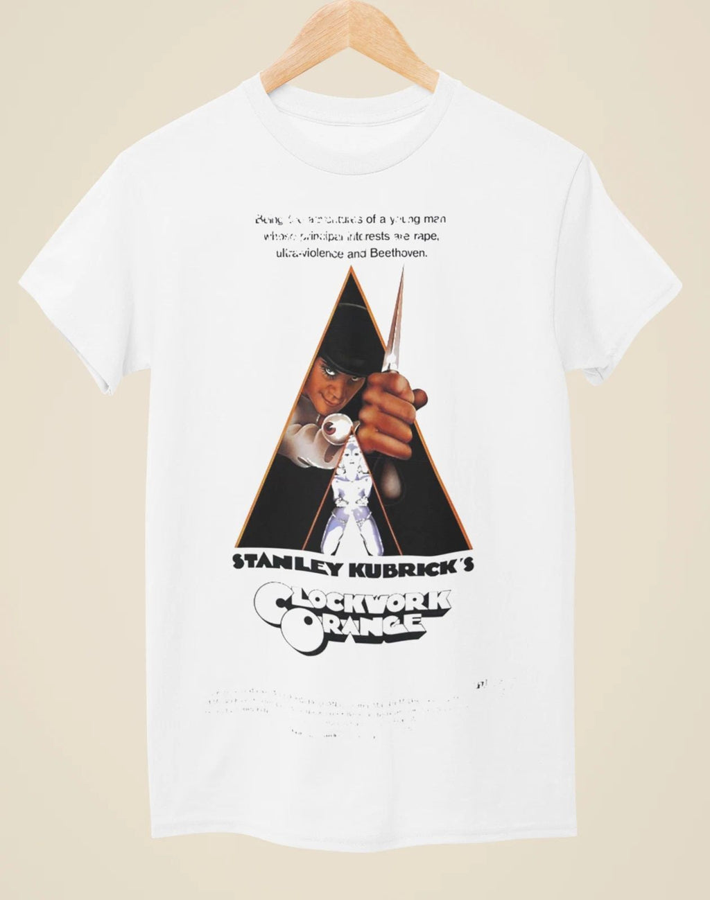 A Clockwork Orange - Movie Poster Inspired Unisex White T-Shirt Unisex T-shirt, Sweatshirt, Hoodie, Long Sleeve Tee - T-Shirt, Sweatshirt, Hoodie