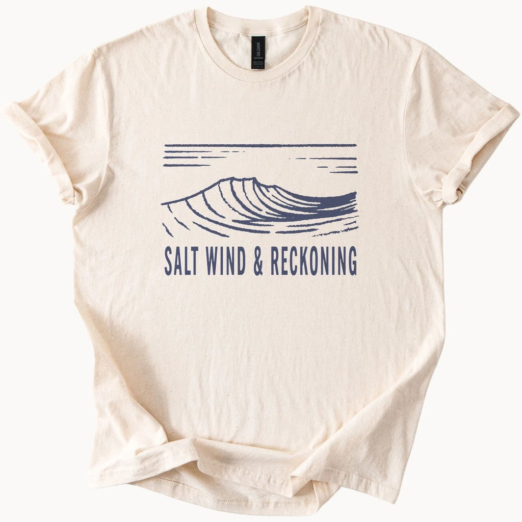 Salt Wind and Reckoning Graphic Tee Ocean Wave Design Unisex T-shirt, Sweatshirt, Hoodie, Long Sleeve Tee - T-Shirt, Sweatshirt, Hoodie