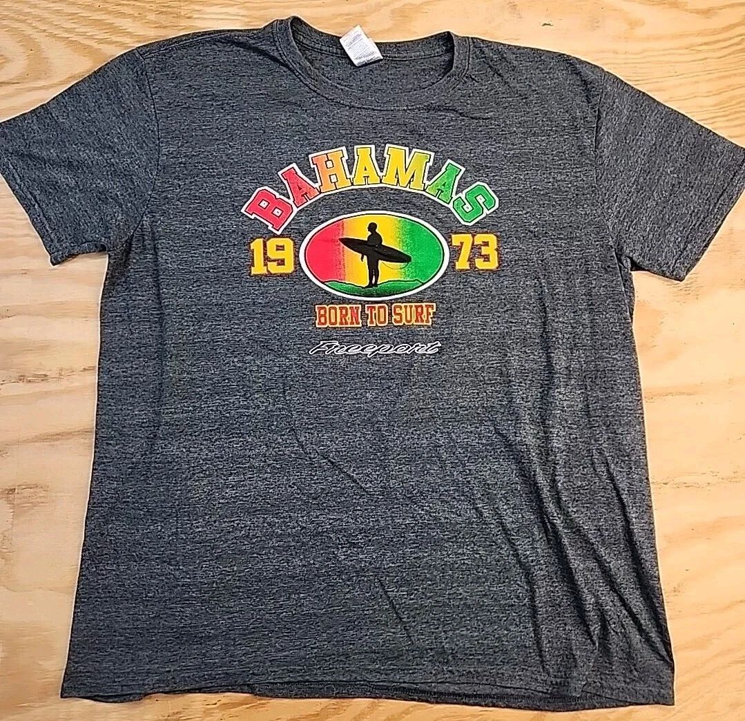 Bahamas Surf Graphics Dark Gray Cotton T-shirt Mens XL Unisex T-shirt, Sweatshirt, Hoodie, Long Sleeve Tee - T-Shirt, Sweatshirt, Hoodie