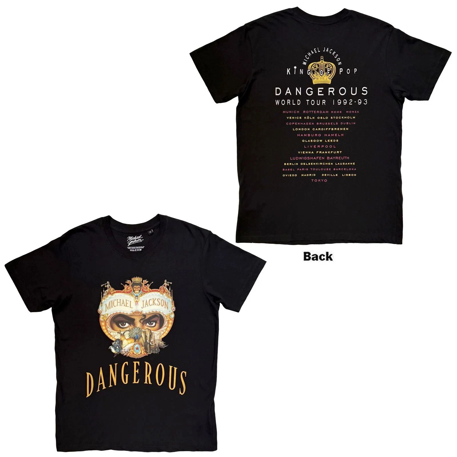 Michael Jackson T-Shirt: Dangerous World Tour (Black) (Back Print) OFFICIAL NEW Unisex T-shirt, Sweatshirt, Hoodie, Long Sleeve Tee - T-Shirt, Sweatshirt, Hoodie