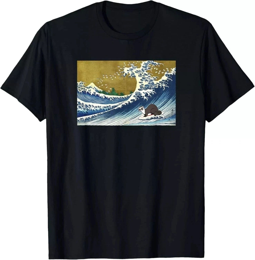 Cute Retro Vintage Surfing a Wave Ferret Lover T-Shirt Unisex Unisex T-shirt, Sweatshirt, Hoodie, Long Sleeve Tee - T-Shirt, Sweatshirt, Hoodie