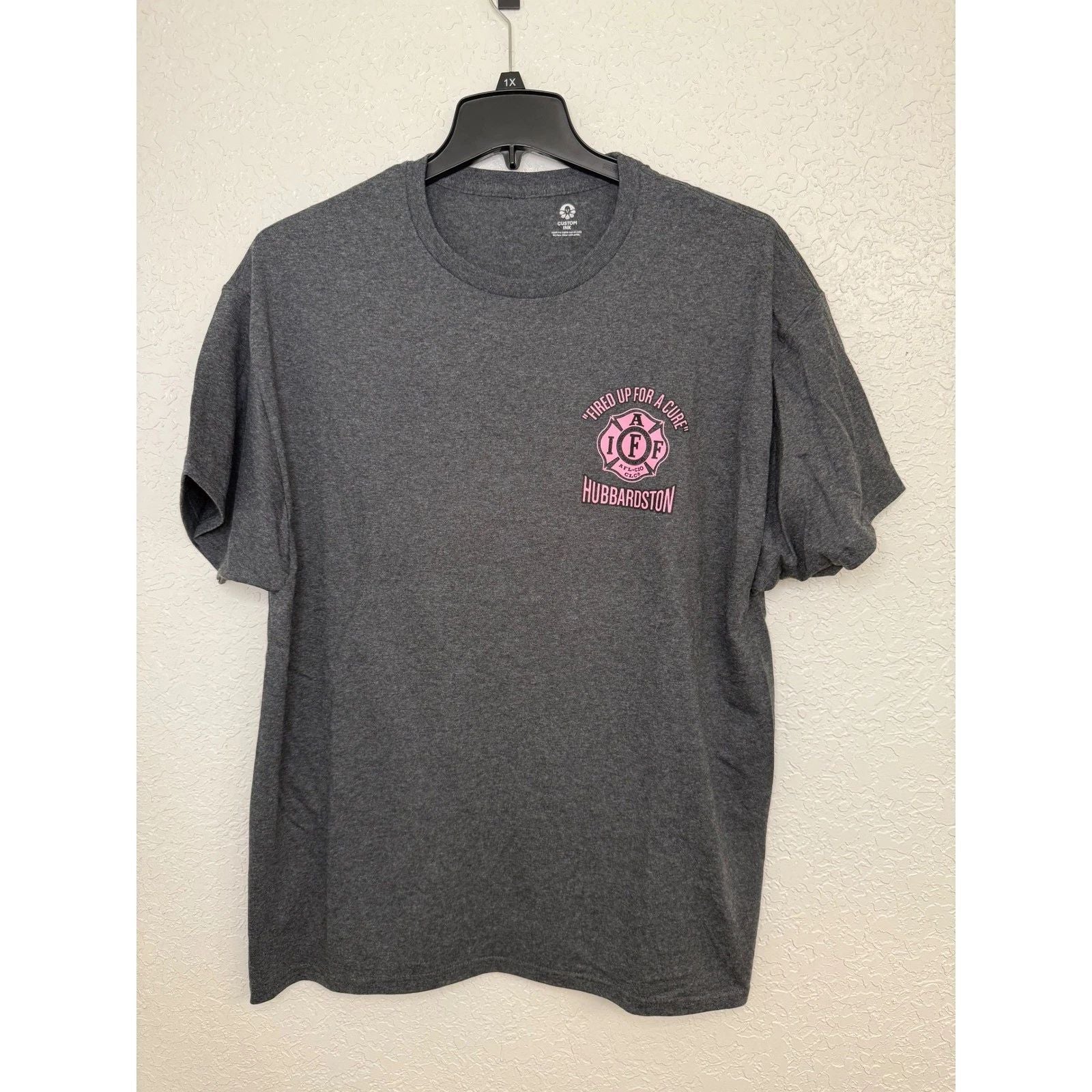 Custom Ink Breast Cancer Awareness T Shirt Firefighter Support Pink Ribbon XL Unisex T-shirt, Sweatshirt, Hoodie, Long Sleeve Tee - T-Shirt, Sweatshirt, Hoodie