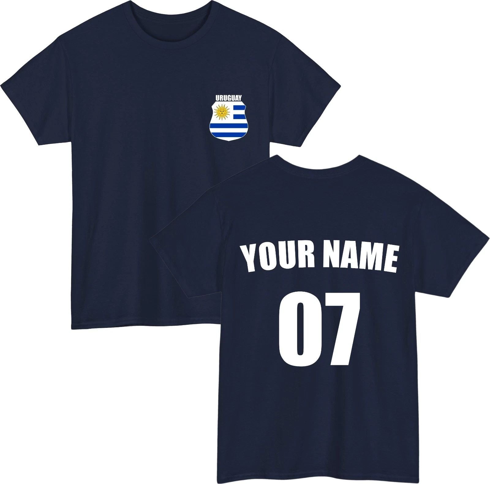 Personalised Uruguay Football T-Shirt Custom Name Number Fan Gift Unisex Tee Top Unisex T-shirt, Sweatshirt, Hoodie, Long Sleeve Tee - T-Shirt, Sweatshirt, Hoodie