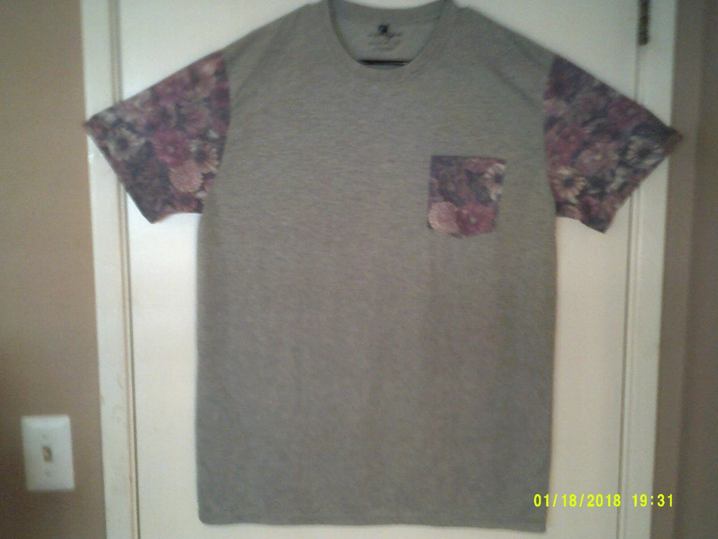 AMERICAN SURF COMPANY "Floral Design Pocket Tee" MEN'S GREY T-SHIRT XL Unisex T-shirt, Sweatshirt, Hoodie, Long Sleeve Tee - T-Shirt, Sweatshirt, Hoodie