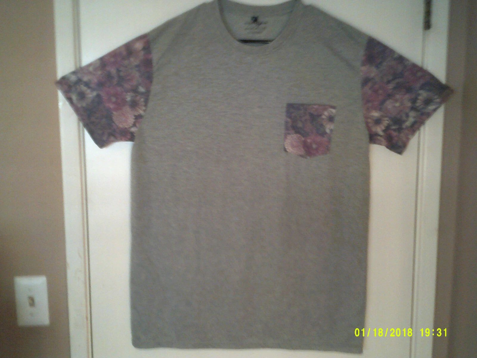 AMERICAN SURF COMPANY "Floral Design Pocket Tee" MEN'S GREY T-SHIRT XL Unisex T-shirt, Sweatshirt, Hoodie, Long Sleeve Tee - T-Shirt, Sweatshirt, Hoodie