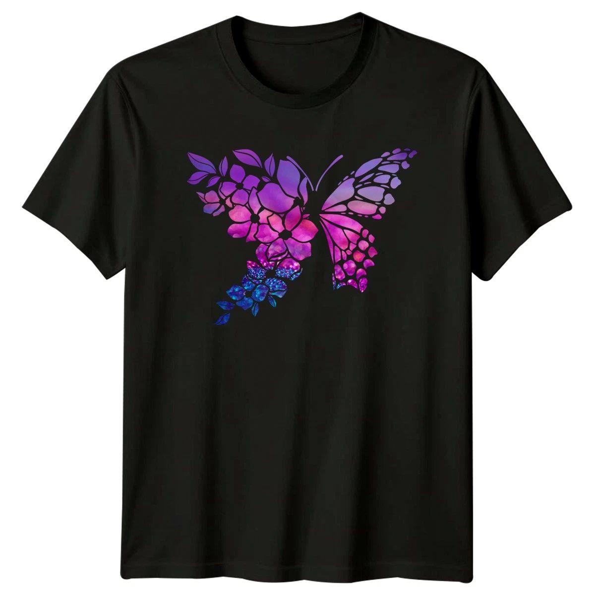 Beautiful Watercolor Floral Butterfly Gradient Womens T-Shirt Butterfly Flowers Unisex T-shirt, Sweatshirt, Hoodie, Long Sleeve Tee - T-Shirt, Sweatshirt, Hoodie