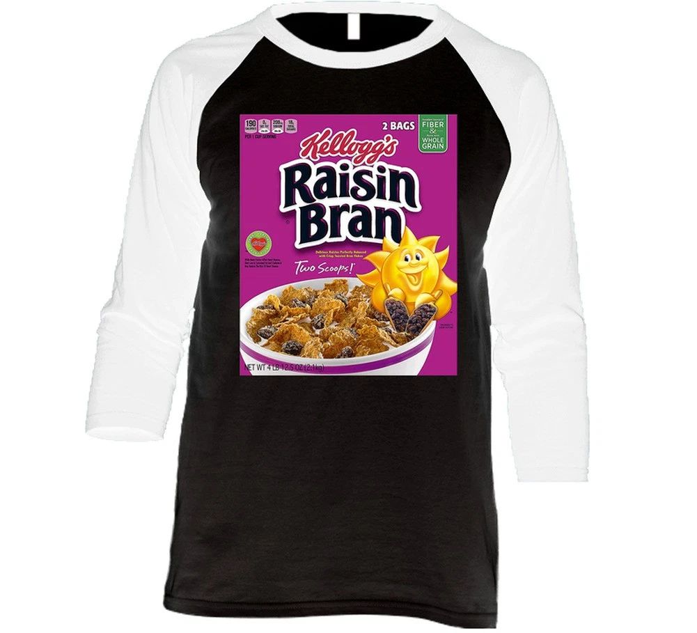 Raisin Bran Box Greatest Cereal Of All Time Breakfast Fan Foodie Raglan 3/4 Slee Unisex T-shirt, Sweatshirt, Hoodie, Long Sleeve Tee - T-Shirt, Sweatshirt, Hoodie