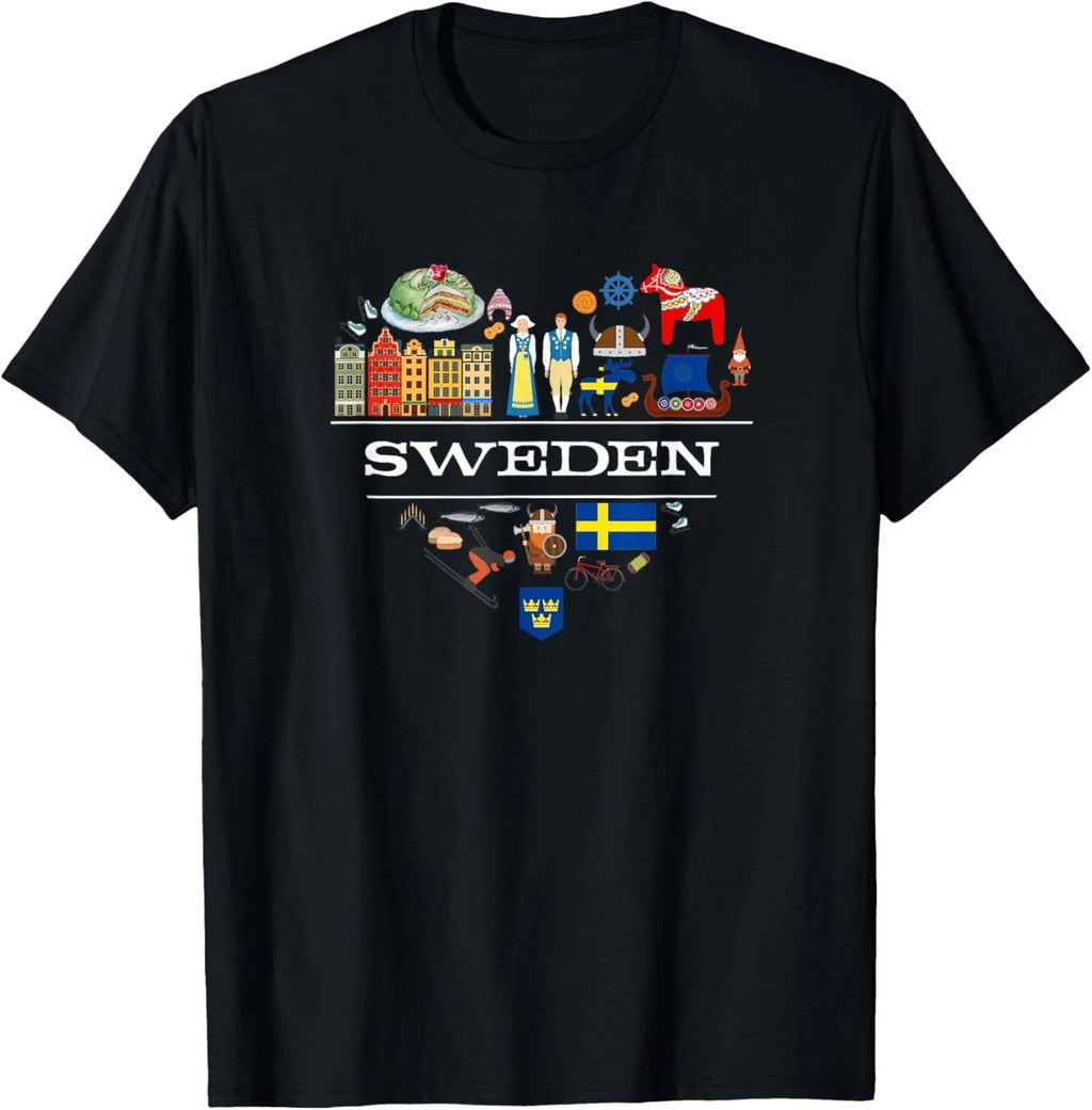 Swedish Heart Travel Gift Swedes T-Shirt Unisex T-shirt, Sweatshirt, Hoodie, Long Sleeve Tee - T-Shirt, Sweatshirt, Hoodie