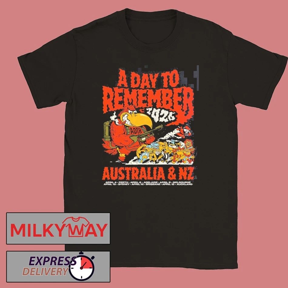 A Day To Remember 2026 Australia And New Zealand Tour Merch The Red Vulture Art With Dates T-Shirt - T-Shirt, Sweatshirt, Hoodie