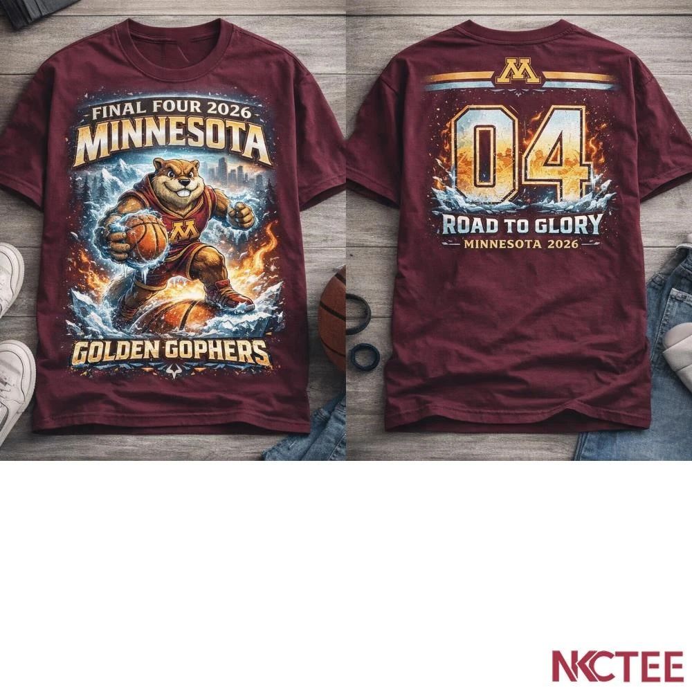 NKCtees Minnesota Golden Gophers Final Four 2026 T-Shirt  Golden Rise NCAA Womens Basketball Edition - T-Shirt, Sweatshirt, Hoodie