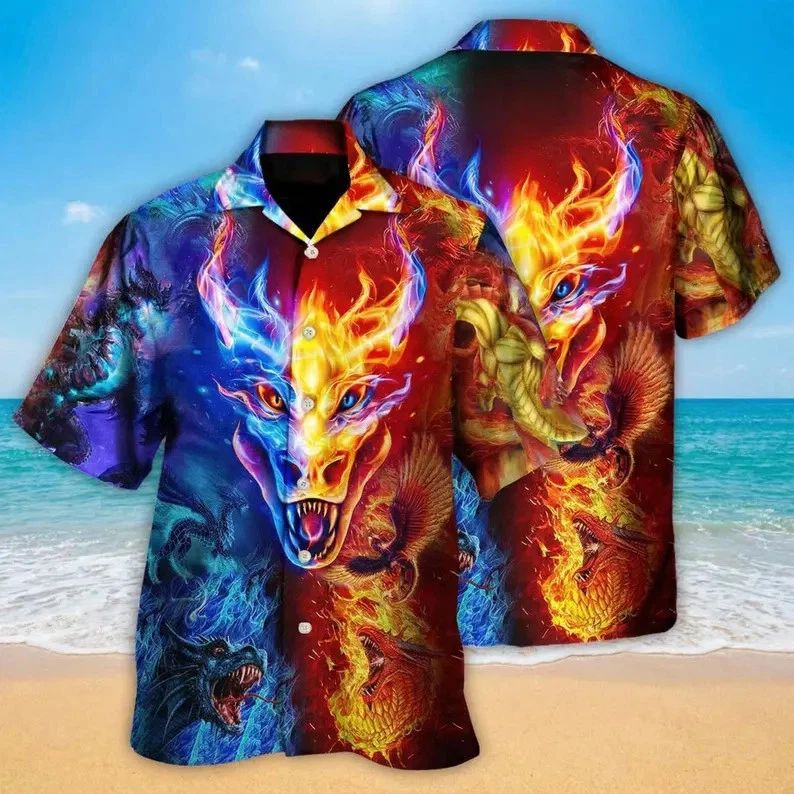 Fire Dragon Hawaii Shirt Dragon Love Aloha Beach Summer Vacation Gift Unisex T-shirt, Sweatshirt, Hoodie, Long Sleeve Tee - T-Shirt, Sweatshirt, Hoodie