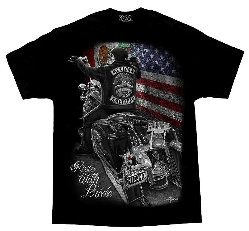 DGA T Shirt Rod Ride with Pride Biker Tee Chicano Art David Gonzales Unisex T-shirt, Sweatshirt, Hoodie, Long Sleeve Tee - T-Shirt, Sweatshirt, Hoodie