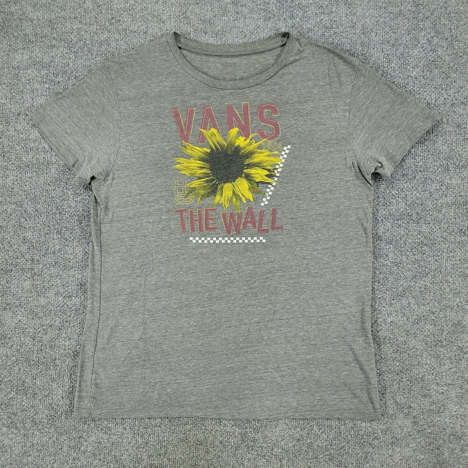 Vans Shirt Men's Medium Gray Off The Wall Floral Graphic Tee Short Sleeve Adult Unisex T-shirt, Sweatshirt, Hoodie, Long Sleeve Tee - T-Shirt, Sweatshirt, Hoodie