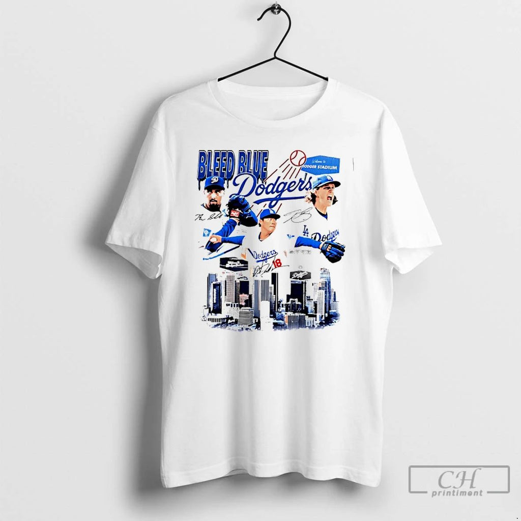 Classic Dodgers Bleed Blue Los Angeles Skyline T Shirts Unisex T-shirt, Sweatshirt, Hoodie, Long Sleeve Tee - T-Shirt, Sweatshirt, Hoodie