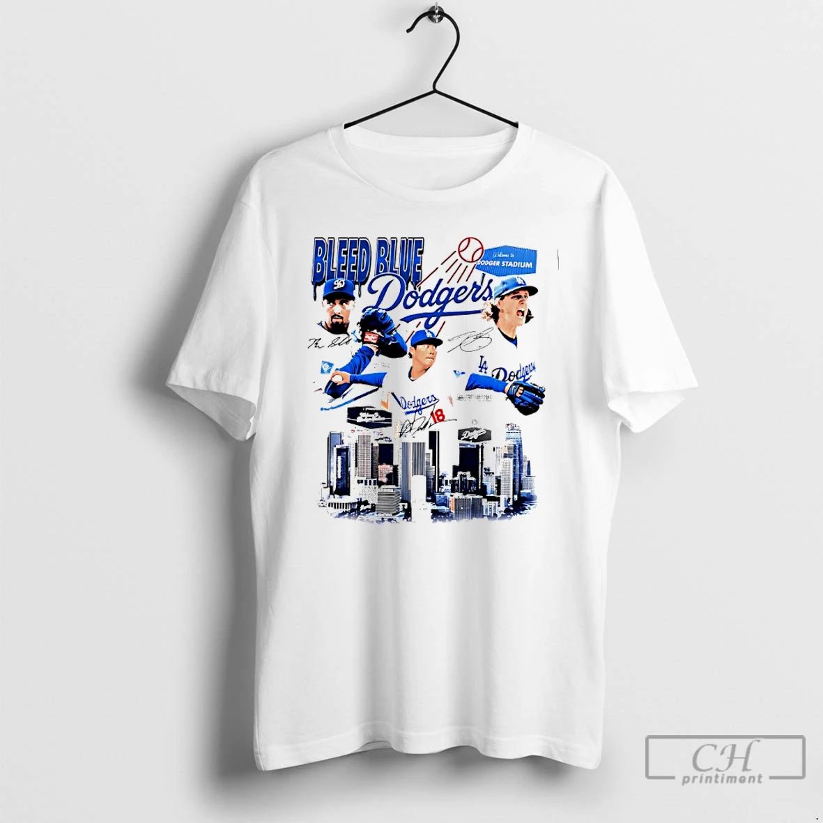 Classic Dodgers Bleed Blue Los Angeles Skyline T Shirts Unisex T-shirt, Sweatshirt, Hoodie, Long Sleeve Tee - T-Shirt, Sweatshirt, Hoodie