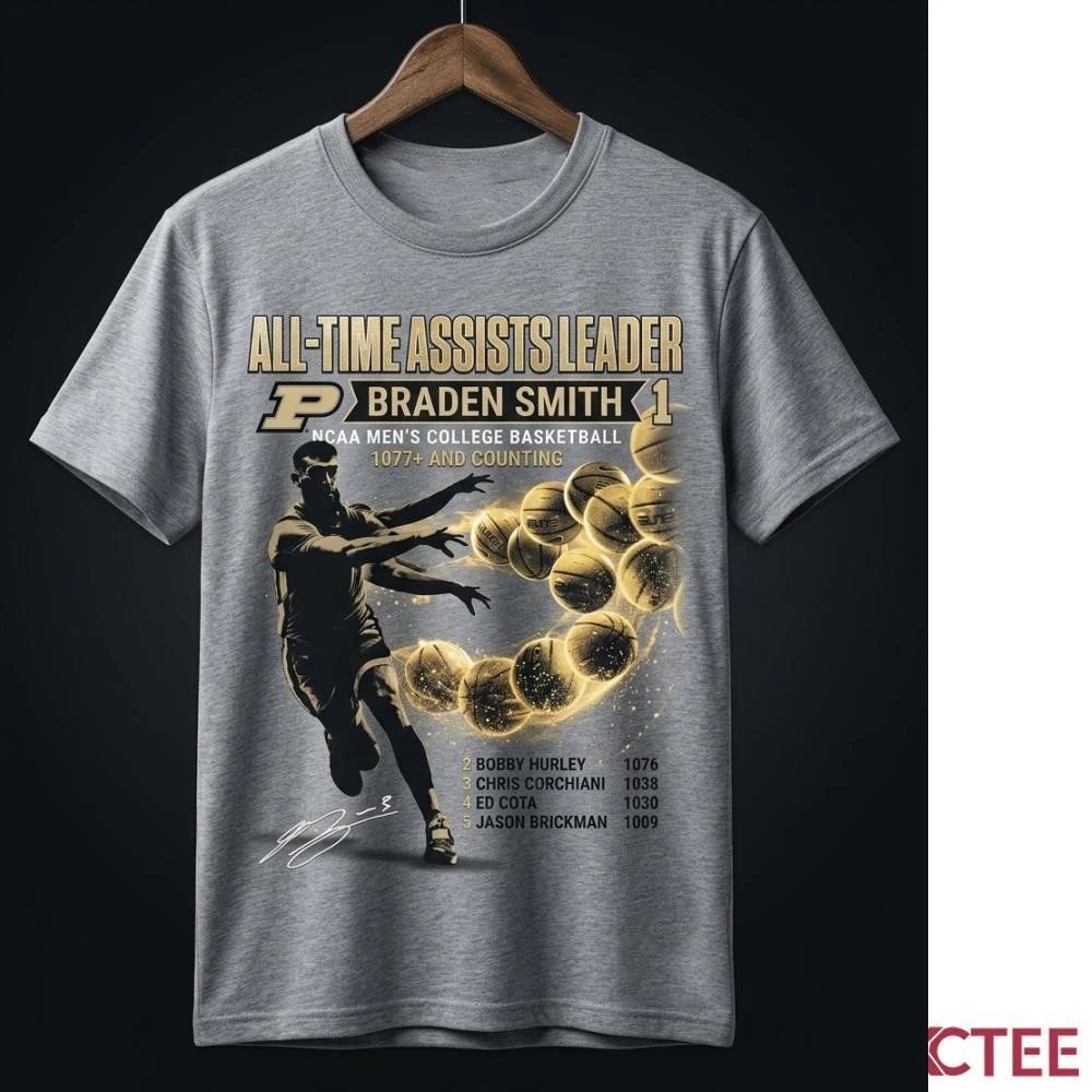NKCtees Braden Smith The Assist King NCAA All-Time Assists Record Holder 2026 shirt Unisex T-shirt, Sweatshirt, Hoodie, Long Sleeve Tee - T-Shirt, Sweatshirt, Hoodie