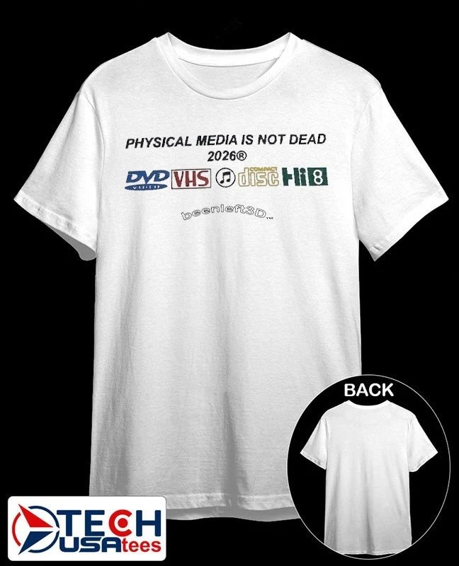 Physical media is not dead 2026 shirt Unisex T-shirt, Sweatshirt, Hoodie, Long Sleeve Tee - T-Shirt, Sweatshirt, Hoodie