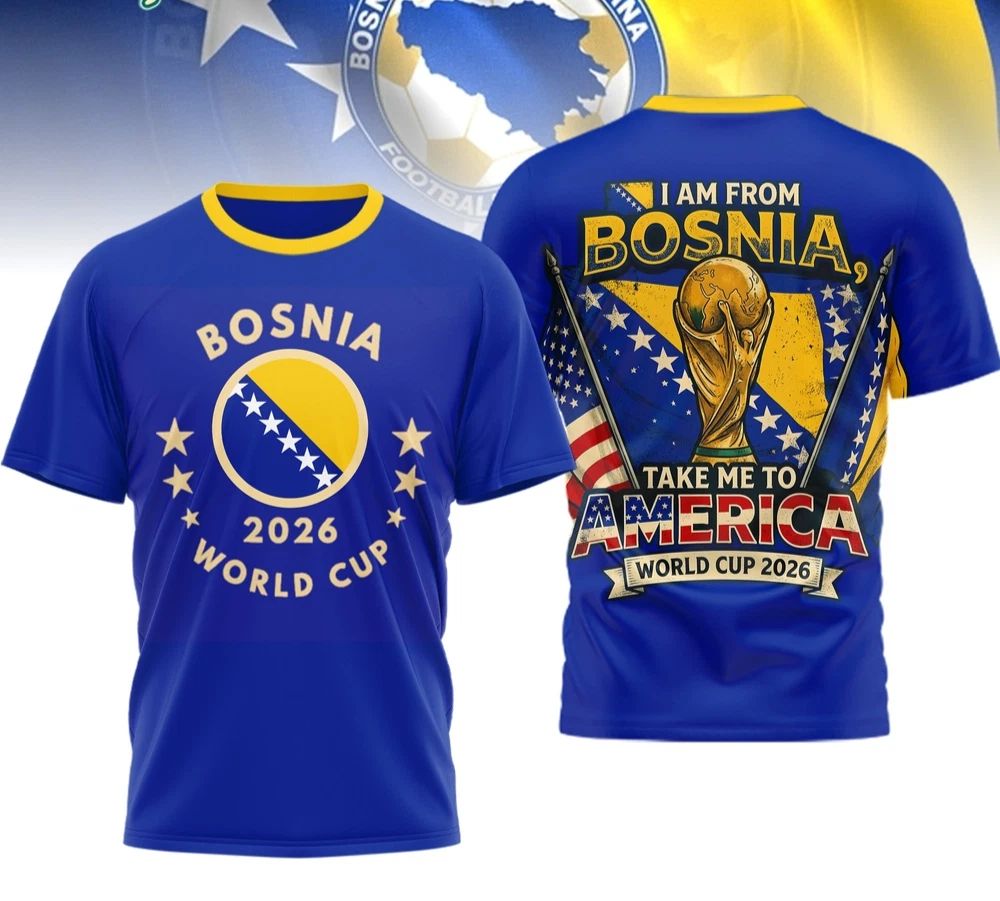 Bosnia and Herzegovina Premium World Cup 2026 AOP T-Shirt Unisex T-shirt, Sweatshirt, Hoodie, Long Sleeve Tee - T-Shirt, Sweatshirt, Hoodie