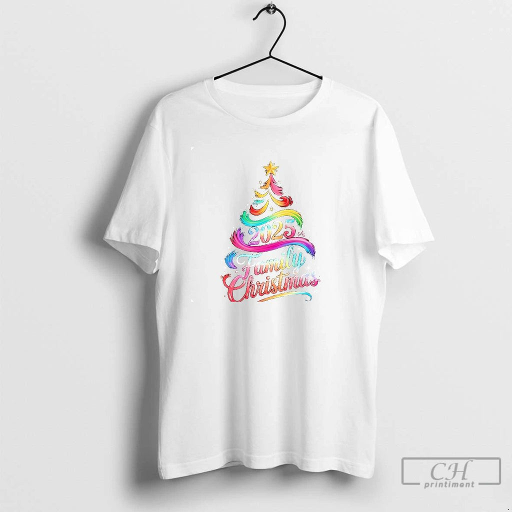 Classic 2025 Family Christmas Tree Rainbow Lights T Shirts Unisex T-shirt, Sweatshirt, Hoodie, Long Sleeve Tee - T-Shirt, Sweatshirt, Hoodie
