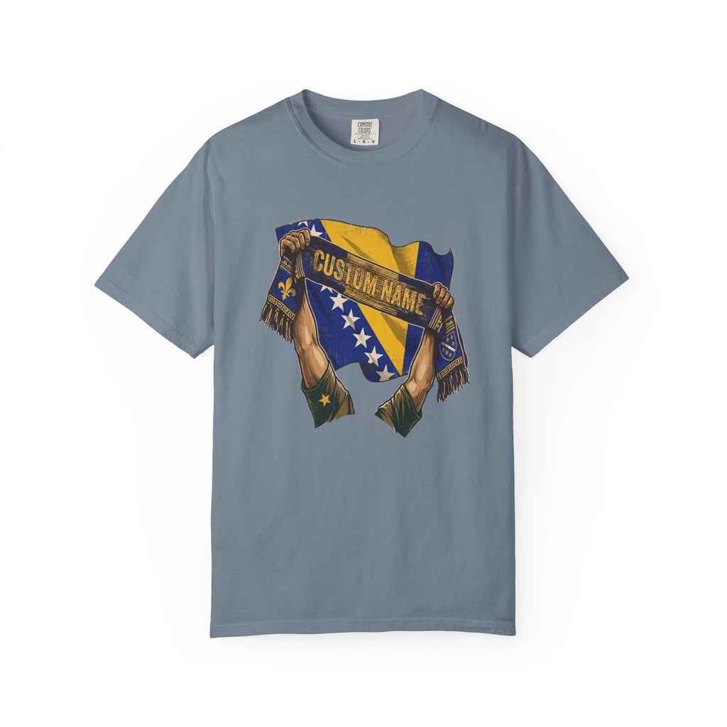 Bosnia Scarf Custom Soccer Shirt | Personalized Name Football Matchday Tee Unisex T-shirt, Sweatshirt, Hoodie, Long Sleeve Tee - T-Shirt, Sweatshirt, Hoodie