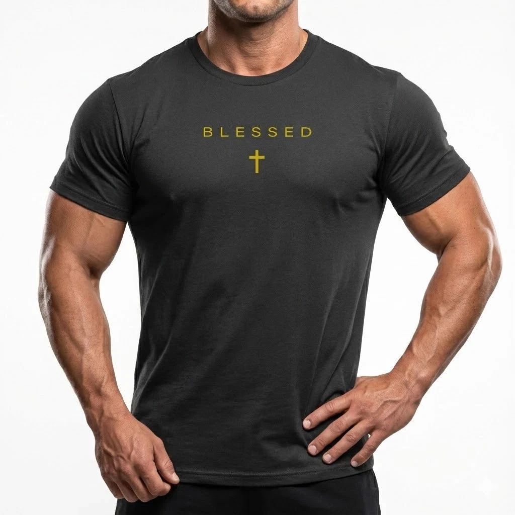 Blessed Christian T-Shirt Cross Minimalist Faith Tee Black Shirt Unisex T-shirt, Sweatshirt, Hoodie, Long Sleeve Tee - T-Shirt, Sweatshirt, Hoodie