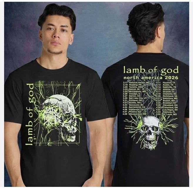 Lamb Of God Electric Skull Tour 2026 short sleeve 2 side shirt Unisex T-shirt, Sweatshirt, Hoodie, Long Sleeve Tee - T-Shirt, Sweatshirt, Hoodie