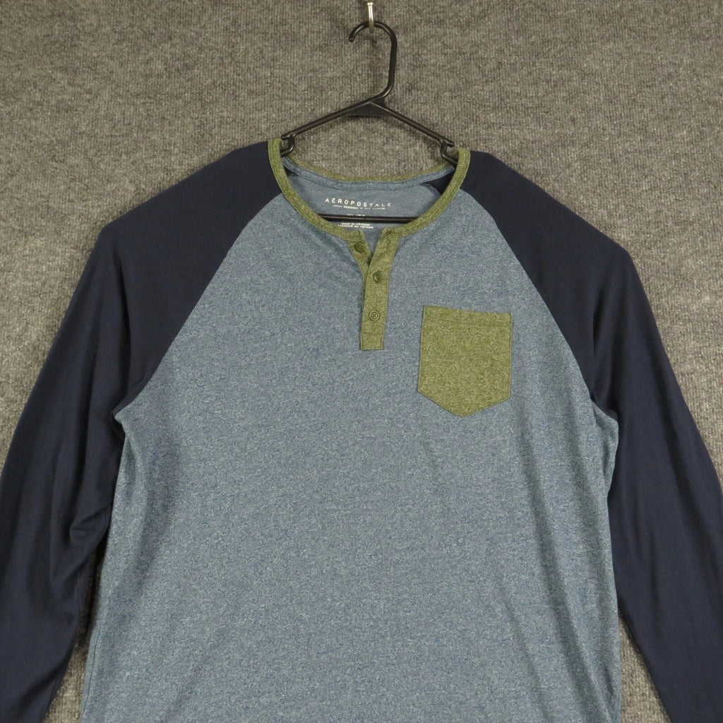 Aeropostale Shirt Mens Extra Large Blue Long Sleeve Round Neck 3 Button Up Unisex T-shirt, Sweatshirt, Hoodie, Long Sleeve Tee - T-Shirt, Sweatshirt, Hoodie
