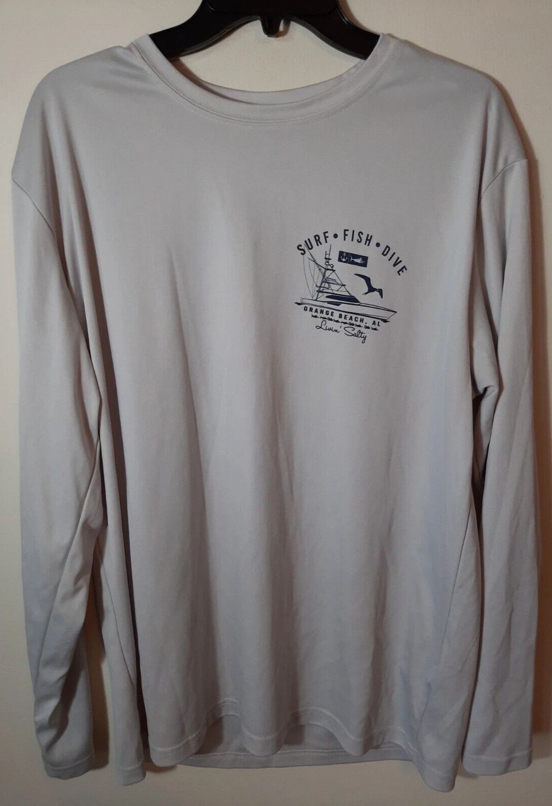 Livin' Salty L/S Shirt Orange Beach Alabama Mens Size XL Surf, Fish, Dive--EUC! Unisex T-shirt, Sweatshirt, Hoodie, Long Sleeve Tee - T-Shirt, Sweatshirt, Hoodie