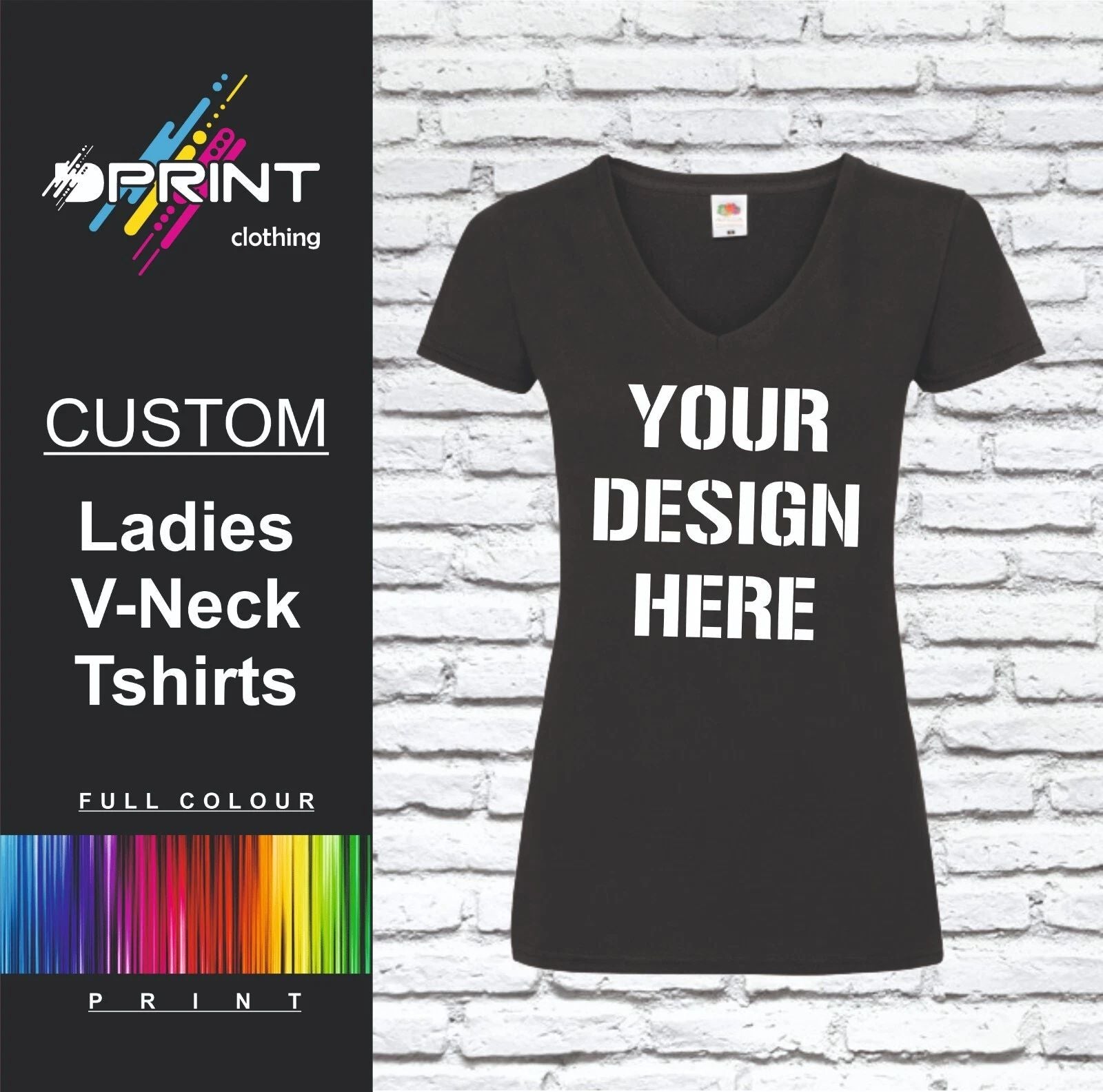 CUSTOM PRINTED LADIES V-NECK TSHIRT PERSONALISED WORK WEAR  FRUIT OF THE LOOM Unisex T-shirt, Sweatshirt, Hoodie, Long Sleeve Tee - T-Shirt, Sweatshirt, Hoodie