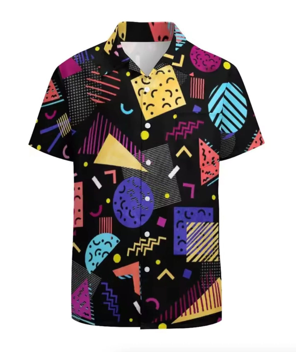 Mens Button Down Shirts Funny 80's Printed Hawaiian Tops Novelty Ugly Gag Gifts Unisex T-shirt, Sweatshirt, Hoodie, Long Sleeve Tee - T-Shirt, Sweatshirt, Hoodie