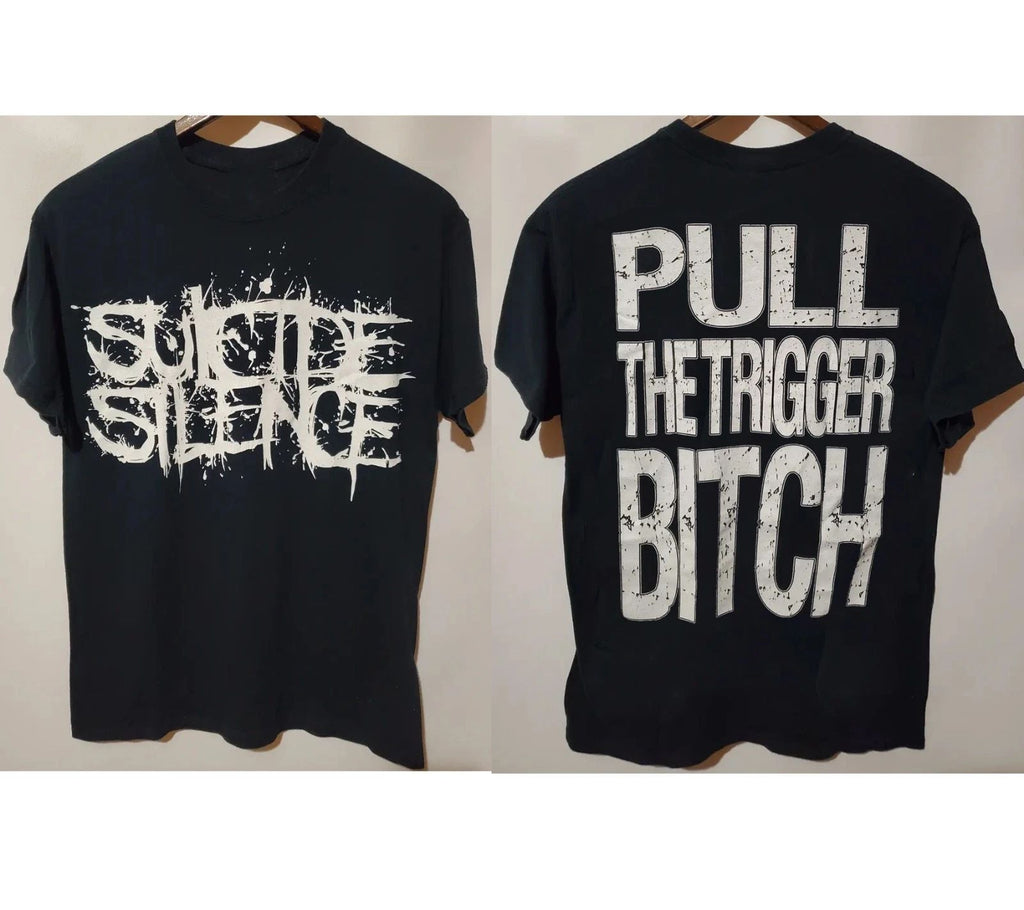NEW!!! Suicide Silence Pull The Trigger Btch Band American Apparel T-Shirt Unisex T-shirt, Sweatshirt, Hoodie, Long Sleeve Tee - T-Shirt, Sweatshirt, Hoodie