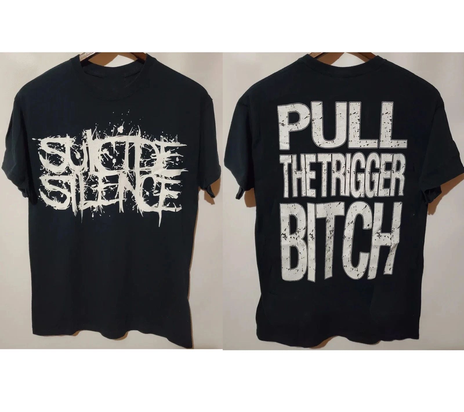 NEW!!! Suicide Silence Pull The Trigger Btch Band American Apparel T-Shirt Unisex T-shirt, Sweatshirt, Hoodie, Long Sleeve Tee - T-Shirt, Sweatshirt, Hoodie