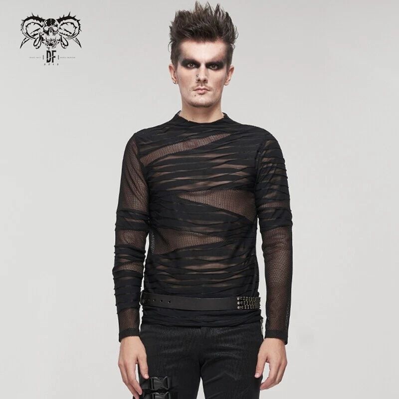 Devil Fashion Steampunk Men Transparent Tops Splicing Visual Street T-shirt Unisex T-shirt, Sweatshirt, Hoodie, Long Sleeve Tee - T-Shirt, Sweatshirt, Hoodie