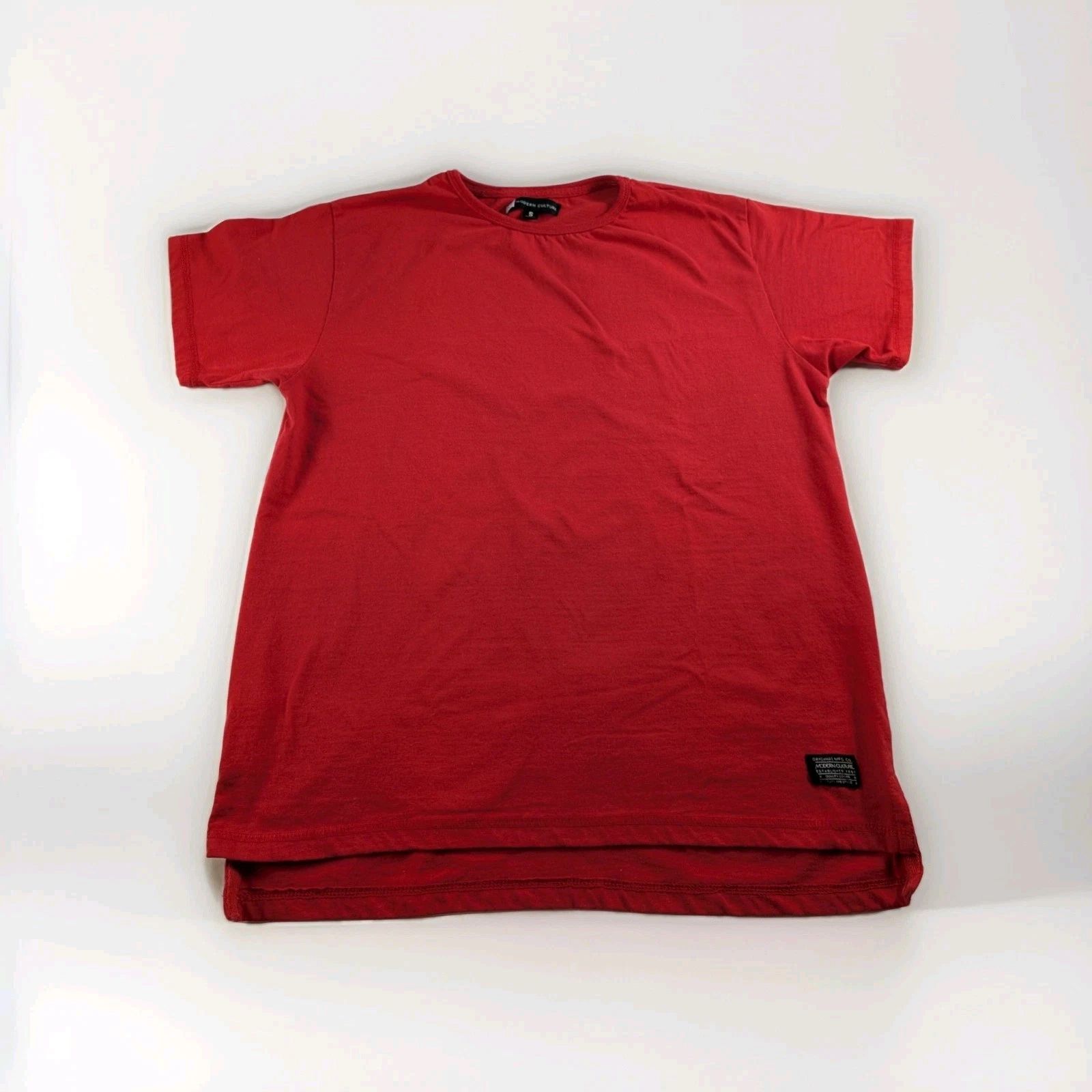 Modern Culture Red Short Sleeve T-Shirt Men's Size S Small Pre-Owned Drop Hem Unisex T-shirt, Sweatshirt, Hoodie, Long Sleeve Tee - T-Shirt, Sweatshirt, Hoodie