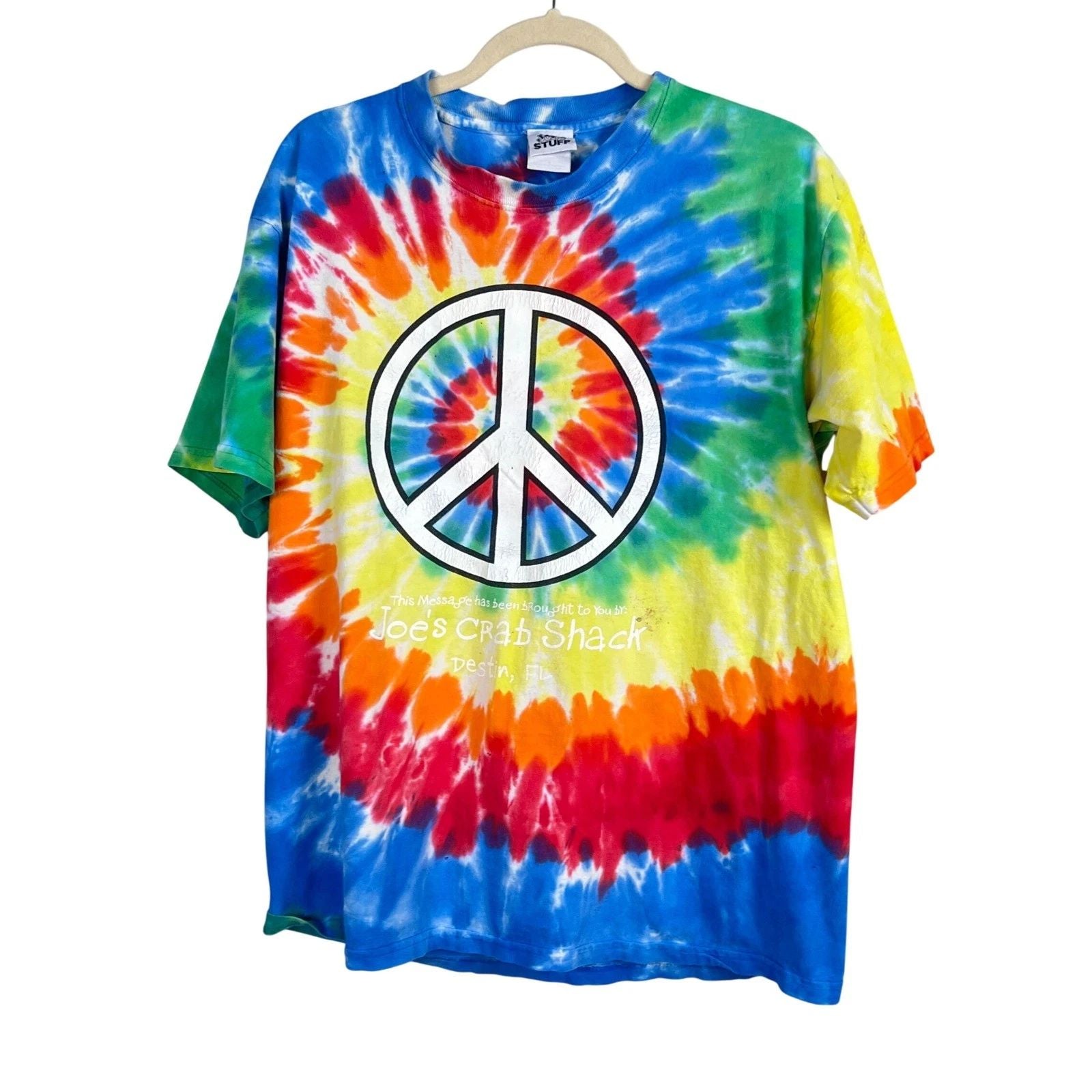 Joe's Crab Shack T-Shirt Large Tie Dye Psychedelic 90s Hippie Rainbow READ Unisex T-shirt, Sweatshirt, Hoodie, Long Sleeve Tee - T-Shirt, Sweatshirt, Hoodie
