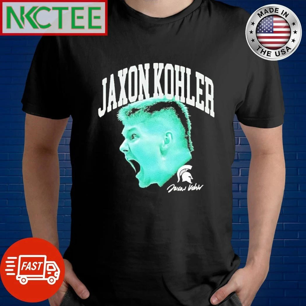 Jaxon Kohler Michigan State Spartans Big Head Forest Green signature shirt Unisex T-shirt, Sweatshirt, Hoodie, Long Sleeve Tee - T-Shirt, Sweatshirt, Hoodie