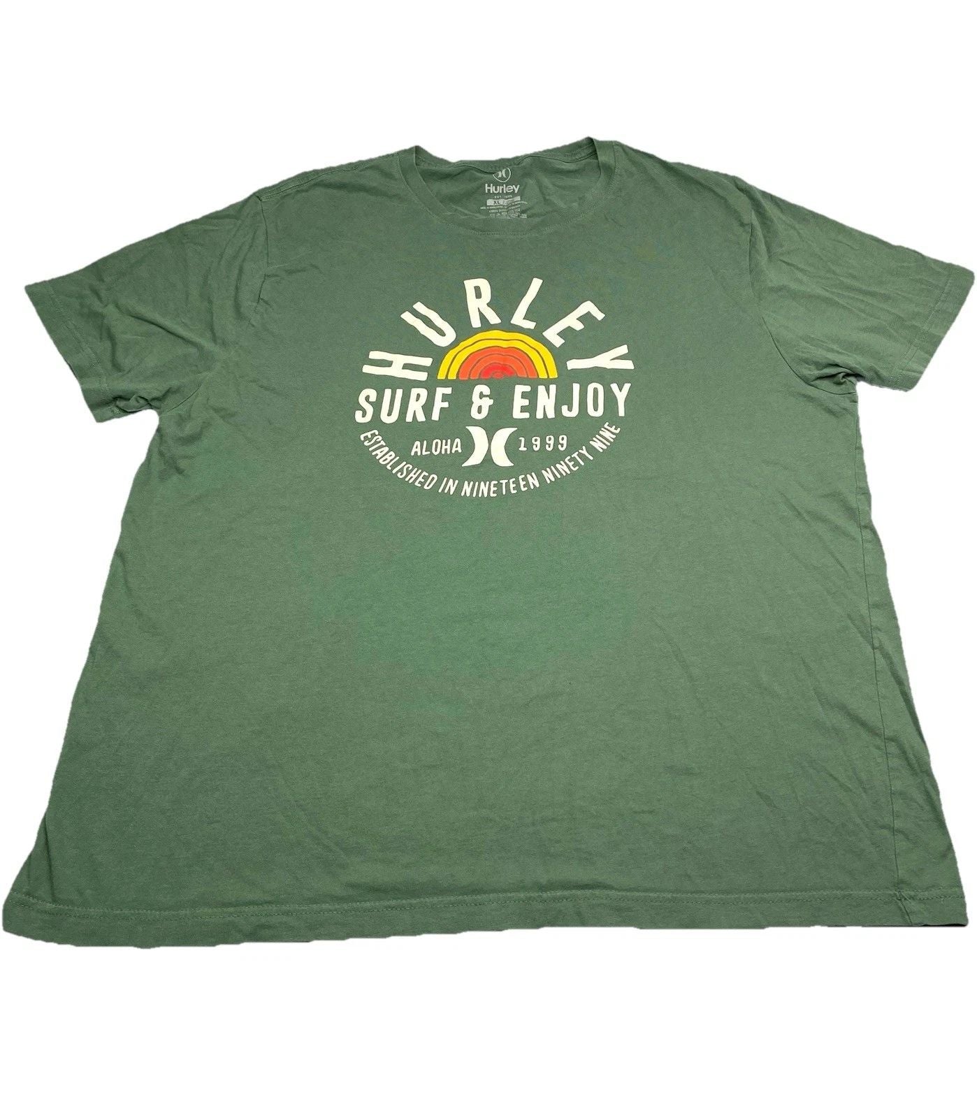 Hurley Graphics T-Shirt Mens Sz X Large Short Sleeve Crew Neck Surf Enjoy Green Unisex T-shirt, Sweatshirt, Hoodie, Long Sleeve Tee - T-Shirt, Sweatshirt, Hoodie