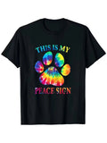 Men'S Tie-Dye "This is My Peace Sign" Dog Paw Print T-Shirt - Soft, Round Neck, Unisex T-shirt, Sweatshirt, Hoodie, Long Sleeve Tee - T-Shirt, Sweatshirt, Hoodie