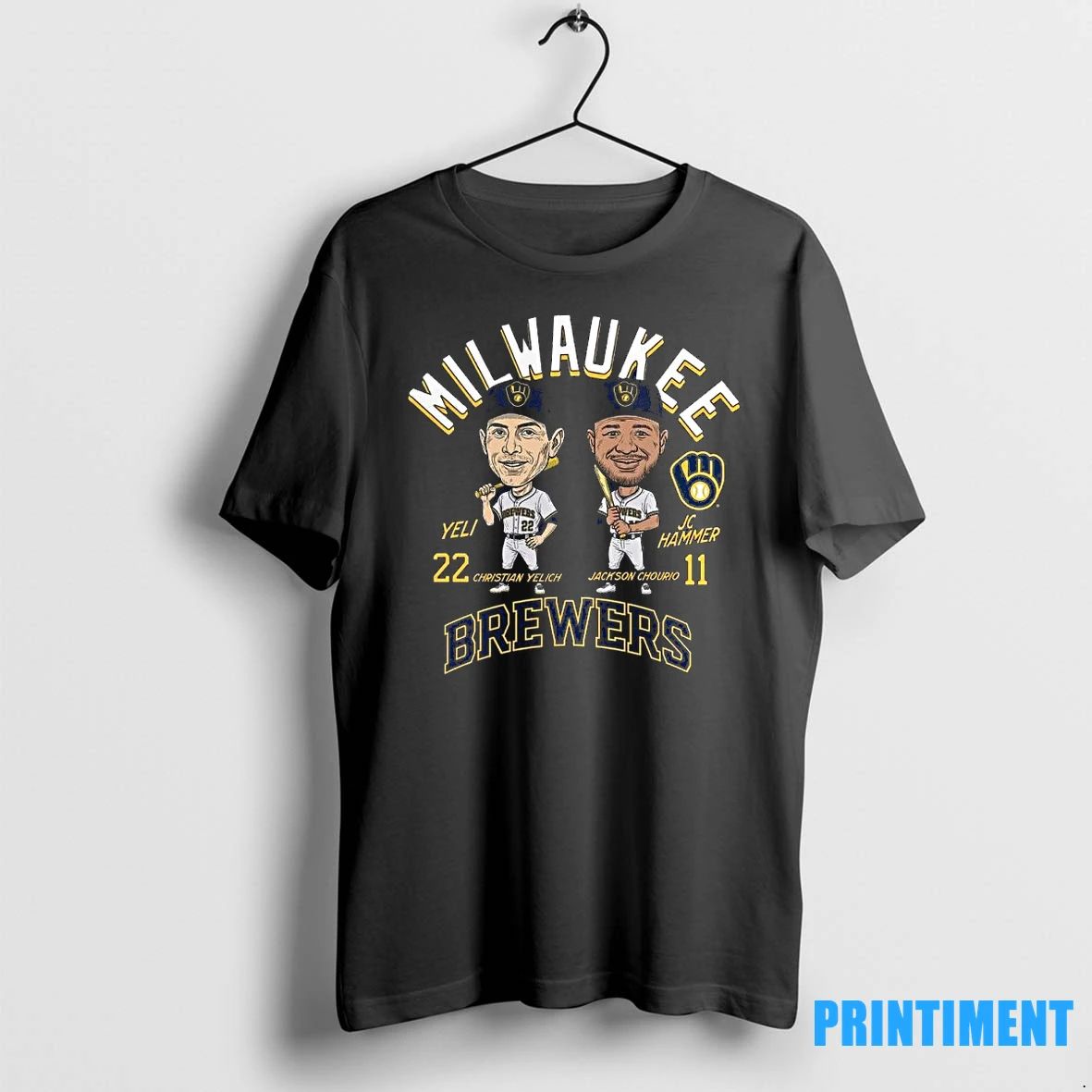 Jackson Chourio And Christian Yelich Milwaukee Brewers Caricature Player Duo Tshirts Sweater - T-Shirt, Sweatshirt, Hoodie
