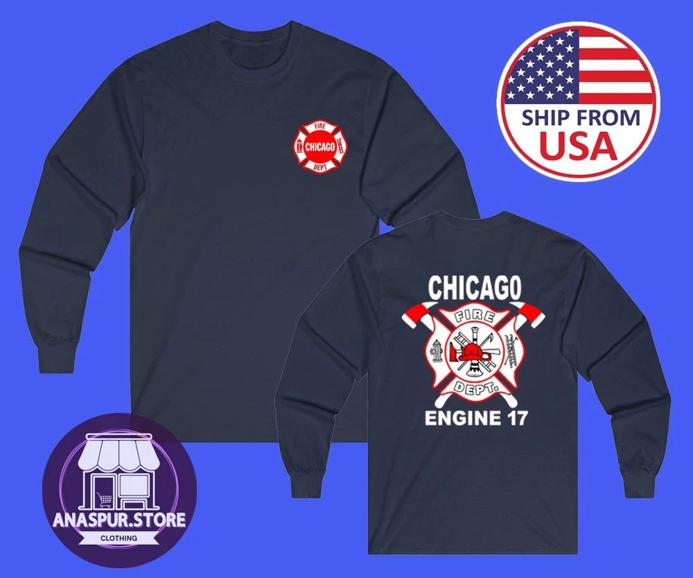 Chicago Fire Department Men's Navy Size S-2XL Unisex T-shirt, Sweatshirt, Hoodie, Long Sleeve Tee - T-Shirt, Sweatshirt, Hoodie