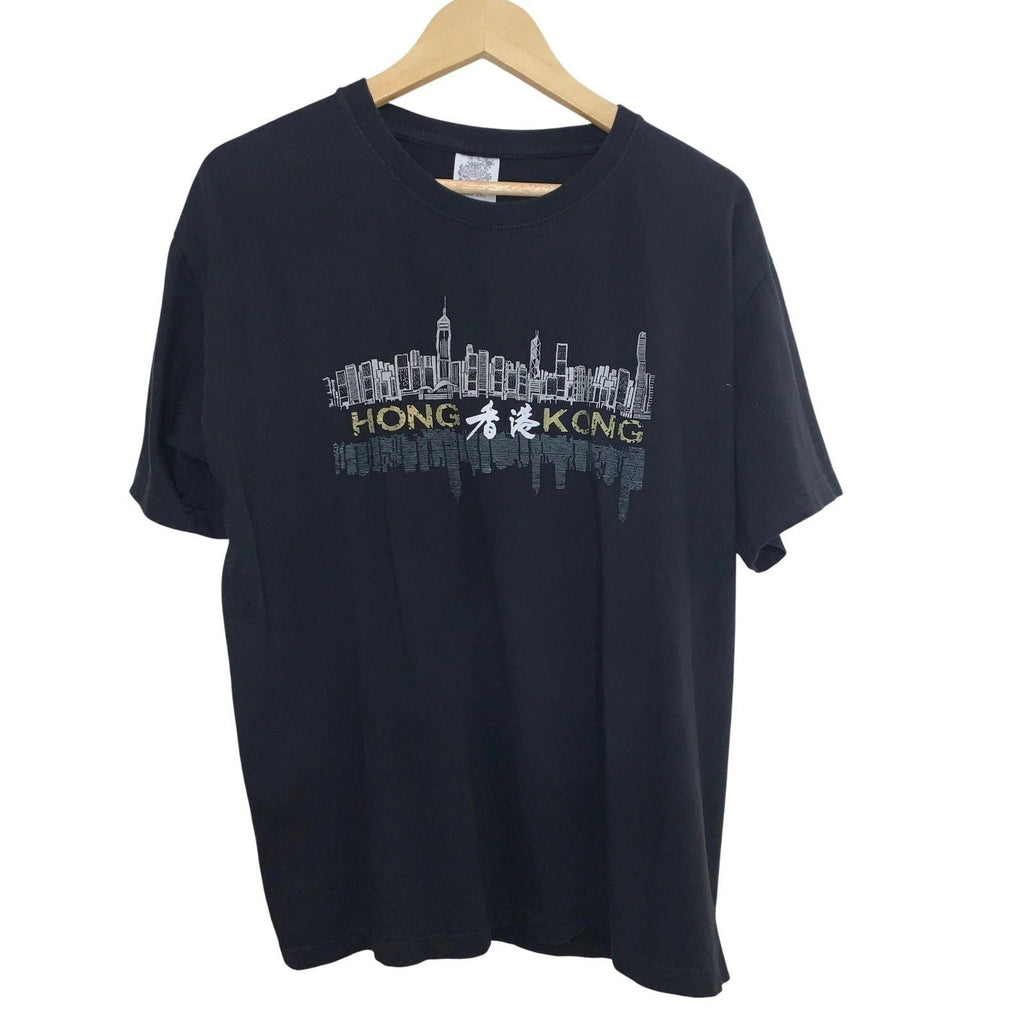 Black Hong Kong Skyline Graphic T Shirt Men's Size XXL Cotton Unisex T-shirt, Sweatshirt, Hoodie, Long Sleeve Tee - T-Shirt, Sweatshirt, Hoodie