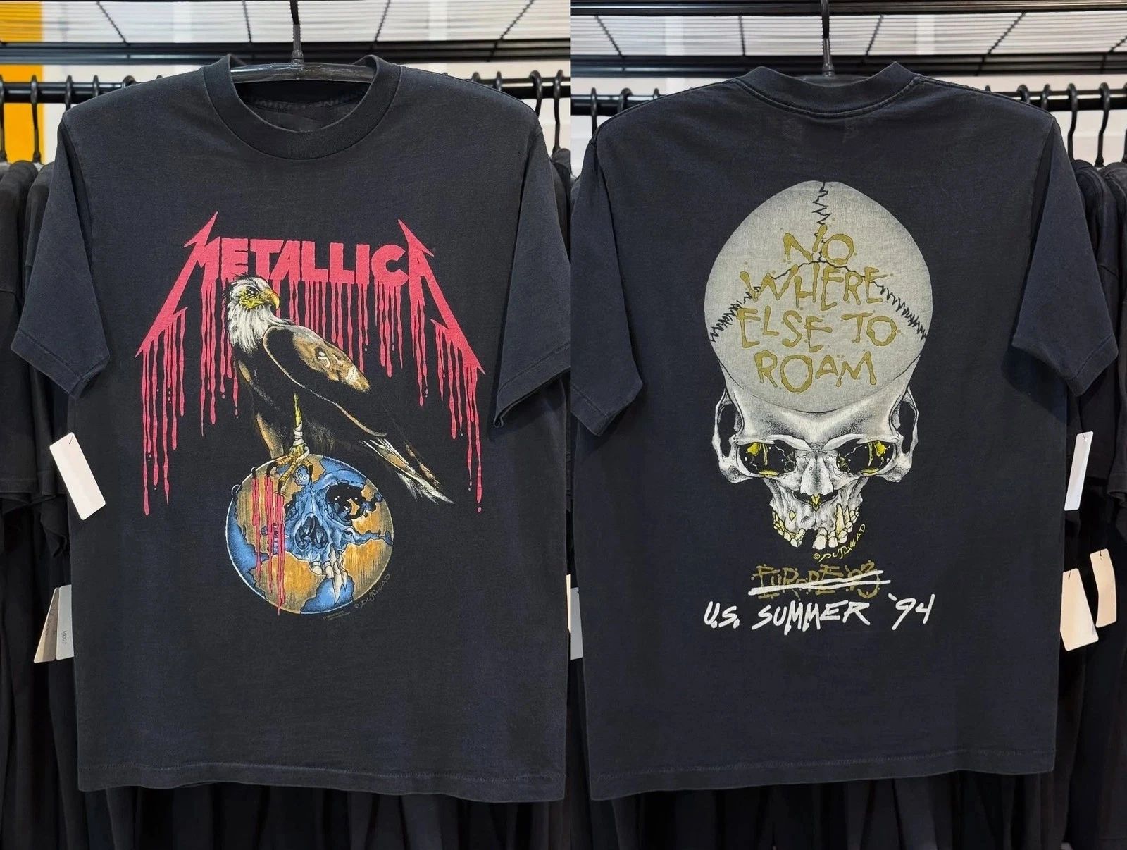 VTG 1993 Metal lica Pushead No Where Else to Roam T-Shirt Unisex S-5XL Reprint Unisex T-shirt, Sweatshirt, Hoodie, Long Sleeve Tee - T-Shirt, Sweatshirt, Hoodie