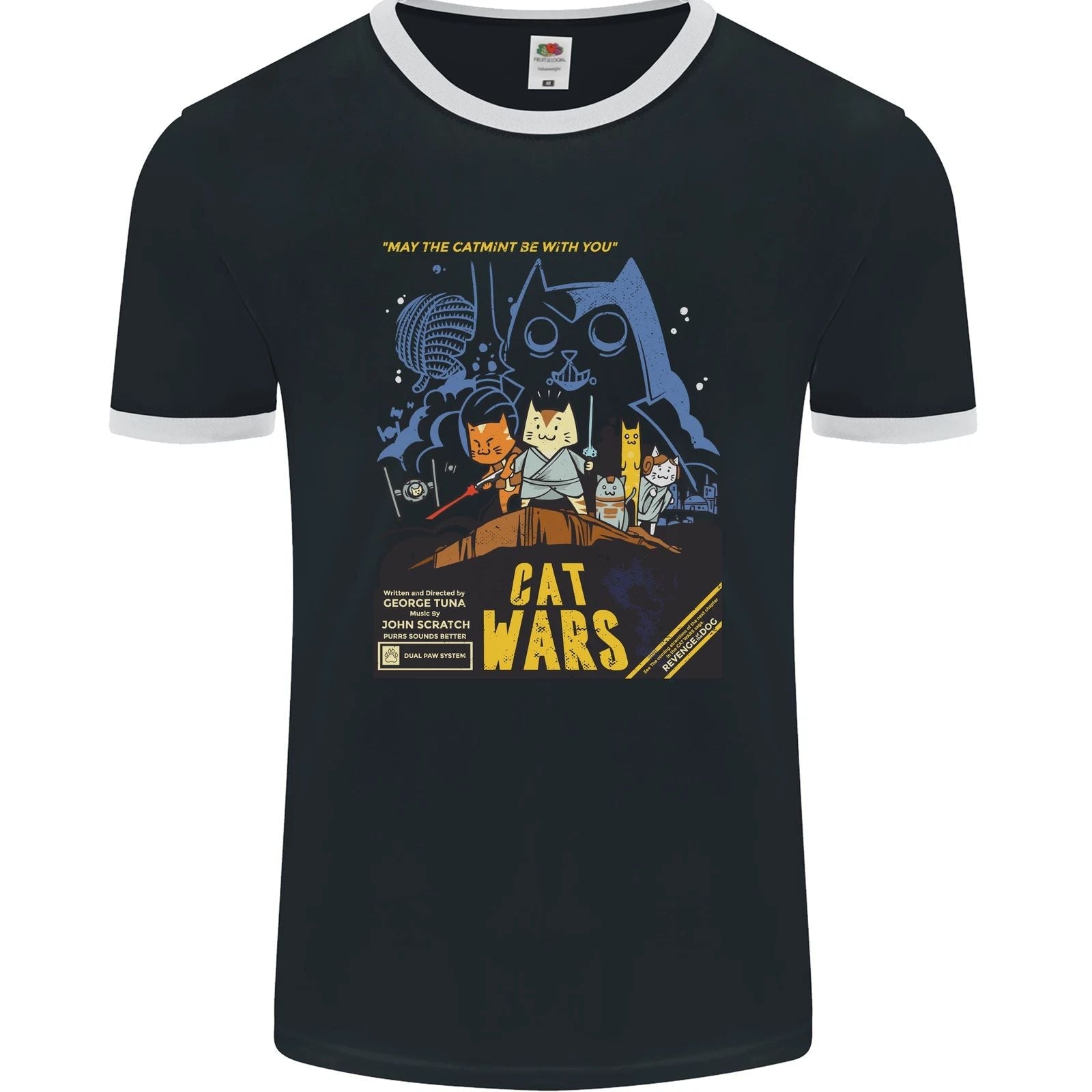 Cat Wars Funny Sci-Fi Mens Ringer T-Shirt FotL Unisex T-shirt, Sweatshirt, Hoodie, Long Sleeve Tee - T-Shirt, Sweatshirt, Hoodie