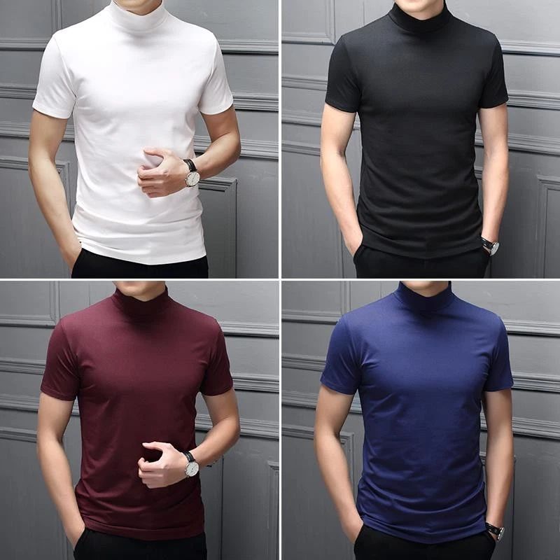 Pullver T-Shirt Short Sleeve Tee Topselegant Half High Collar Trendy Slim @ Unisex T-shirt, Sweatshirt, Hoodie, Long Sleeve Tee - T-Shirt, Sweatshirt, Hoodie