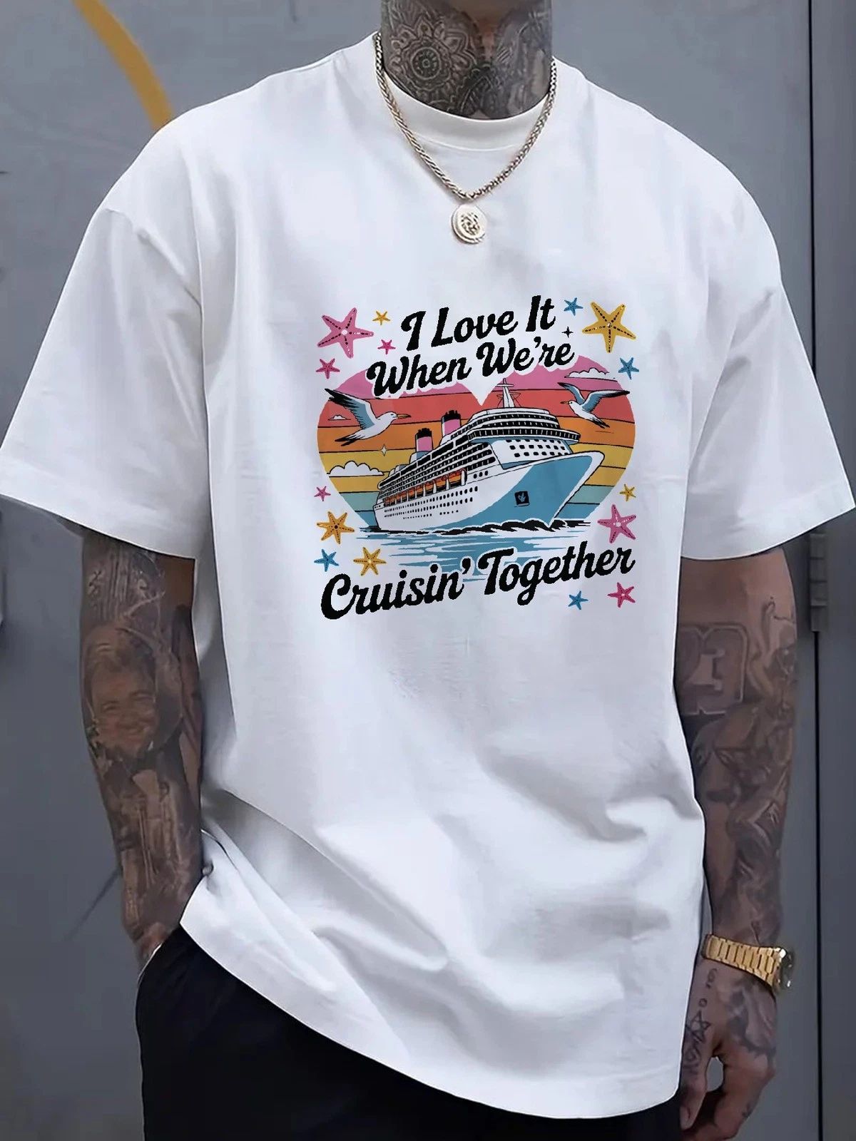 Funny Cruisin Together Cruise Ship Graphic T-Shirt Nautical Vacation Tee Unisex T-shirt, Sweatshirt, Hoodie, Long Sleeve Tee - T-Shirt, Sweatshirt, Hoodie